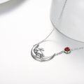 wholesale  Metal Sterling Silver Simulated Moonstone Cute Bunny on Moon Necklace for Women Girls Birthday Gift -0-3