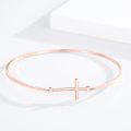 wholesale 925 Sterling Silver Rose Gold Plated Infinity Cross Bangle Bracelet for Women - Christian Religious s-0-1