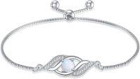 wholesale Sterling Silver Birthstone Dainty Infinity Bracelet for Women-10-Oct.-Opal