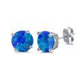 wholesale 925 Sterling Silver Green Fire Opal Round Stud Earrings - Multiple Sizes & Colors for Women Men Gifts-0-19
