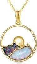 wholesale 14K Gold Fire Opal Women's Mountain Pendant Necklace - 18 Chain-0-0