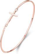 wholesale 925 Sterling Silver Rose Gold Plated Infinity Cross Bangle Bracelet for Women - Christian Religious s-0-0