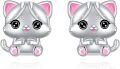 wholesale 925 Sterling Silver Cat Stud Earrings Animal s for Girls and Women-0-0