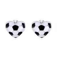 TOUPOP Sterling Silver Soccer Heart Stud Earrings Sport Jewelry Gifts-undefined