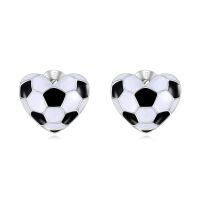 TOUPOP Sterling Silver Soccer Heart Stud Earrings Sport Jewelry Gifts-undefined