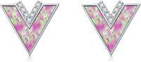 wholesale Sterling Silver Opal V Shape Stud Earrings for Women Minimalist-style 11