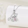wholesale 925 Sterling Silver Monkey Heart Charm Pendant Animal Necklace s for Women-0-2