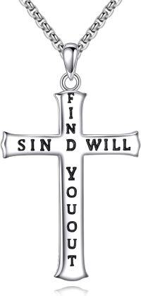 wholesale Sterling Silver Men s Cross Necklace Catholic Faith Pendant Christian Jewelry Gifts-Cross Necklace NEW