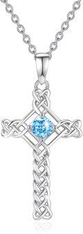 wholesale 925 Sterling Silver Turquoise Celtic Knot Cross Pendant Necklace s for Women-0-1