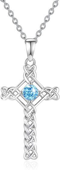 wholesale 925 Sterling Silver Celtic Knot Blue Crystal Cross Pendant Necklace s for Women-Celtic Cross Necklace