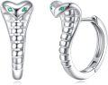 wholesale 925 Sterling Silver Snakeskin Design Emerald Stone Huggie Hoop Earrings - Cute Animal  for Women-0-0