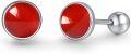 wholesale 925 Sterling Silver Red Coral Round Stud Earrings with Twist-Back Closure for Women-0-0