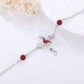 wholesale 925 Sterling Silver Red Bead Cross Bird Charm Bracelet for Women's Gifts-0-4