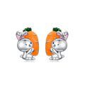 wholesale 925 Sterling Silver Carrot-Shaped Bunny Studs - Adorable Rabbit Easter  for Girls and Women-0-0