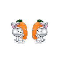 wholesale 925 Sterling Silver Carrot-Shaped Bunny Studs - Adorable Rabbit Easter  for Girls and Women-Rabbit Carrot