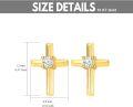wholesale Gold 10K White Round Cut Moissanite Cross Stud Earrings Religious s for Women-0-1
