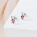 wholesale 925 Sterling Silver Cat Stud Earrings with Garnet Birthstone, 11mm x 5.2mm, Gift for Women-0-1
