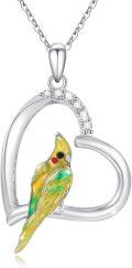 wholesale 925 Sterling Silver Parrot Necklace Heart-Shaped Pendant Women's -0-0
