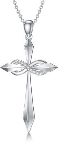 wholesale 925 Sterling Silver Infinity Design Cubic Zirconia Cross Pendant Necklace for Women-Type 5