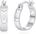 wholesale 925 Sterling Silver Hollow Butterfly Hoop Earrings for Women and Girls-0-0
