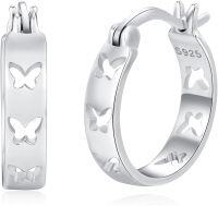 wholesale 925 Sterling Silver Hollow Butterfly Hoop Earrings for Women and Girls-Butterfly