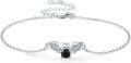 wholesale 925 Sterling Silver Bat Charm Bracelet with Black Crystal Stone for Women and Girls-0-0