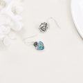 wholesale Sterling Silver Rose Birthstone Heart Dangle Drop Earrings for Women-0-2