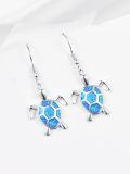 wholesale 925 Sterling Silver Blue Opal Turtle Dangle Earrings Hawaiian s for Women-0-1