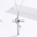 wholesale 925 Sterling Silver White Gold & Sterling Silver Birthstone Cross Urn Necklace for Ashes – Infinity Engraved, Cremation Jewelry for Loved Ones-0-2