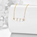 wholesale 14K Yellow Gold Freshwater Pearl Station Necklace 3 Pearls on Chain for Women  - Length: Adjustable from 26-29 inches-0-1