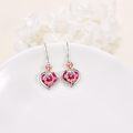 wholesale  Sterling Silver Crystal Mom Earrings Rose Flower Love Heart Dangle Drop Hook -0-9
