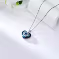 TOUPOP Sterling Silver Crystal Evil Eye Necklace Heart Pendant-0-4
