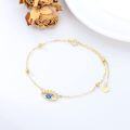 wholesale 14K Gold Evil Eye Blue Crystal Charm Bracelet for Women - Adjustable Size  Idea-0-2
