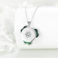 wholesale 925 Sterling Silver Shamrock Clover Pendant Necklace Green Heart Crystal For Women-0-2