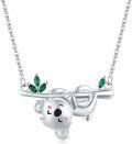wholesale 925 Sterling Silver Koala Bear Necklace with Green Stones Gift for Mom Daughter Wife-0-0