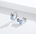 wholesale 925 Sterling Silver Hypoallergenic Blue Crystal Heart Sloth Huggie Hoop Earrings for Women and Teenage Girls-0-1