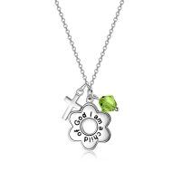 wholesale 925 Sterling Silver Daisy Child of God Necklace for Girls Baptism Communion Birthday-Simulated Peridot