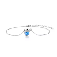 TOUPOP Sterling Silver & Stone Elephant Ankle Bracelet-undefined