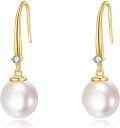 wholesale 18K Gold Diamond and Cultured Freshwater Pearl Drop Earrings for Women-0-0