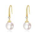wholesale 18K Gold Diamond and Cultured Freshwater Pearl Drop Earrings for Women-0-0