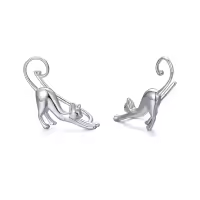 wholesale 925 Sterling Silver Hypoallergenic Cat Shaped Stud Earrings Wholesale for Women Girls Gifts 43mm Length-Cat