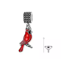 wholesale 925 Sterling Silver Red Cardinal Sunflower Heart Cross Family Tree Cremation Charm Urn Bead Bracelet Keepsake Memorial Locket-Cardinal