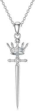 wholesale 925 Sterling Silver Crown Dragon Sword Cross Pendant Necklace for Women's Gifts-0-0
