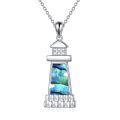 wholesale 925 Sterling Silver Abalone Shell Lighthouse Pendant Necklace  for Women Girlfriends Lover-0-0