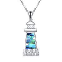 wholesale 925 Sterling Silver Abalone Shell Lighthouse Pendant Necklace  for Women Girlfriends Lover-Abalone shell
