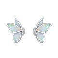 wholesale 925 Sterling Silver Butterfly Stud Earrings with White Opal Inlay Animal Lovers s for Women-0-0