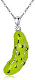 wholesale 925 Sterling Silver Green Enamel Pickle Pendant Necklace s for Women-0-0
