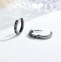 wholesale 925 Sterling Silver Black Onyx Gothic Huggie Hoop Earrings - Mens Womens  Ideas-0-3