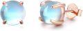 wholesale 925 Sterling Silver Round Blue Opalite Stud Earrings with Rose Gold Plating for Women and Girls-0-0