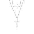 wholesale 925 Sterling Silver Faith Cross Layered Pendant Necklace Religious Jewelry for Women Girls Gifts 45cm Chain Length-0-0